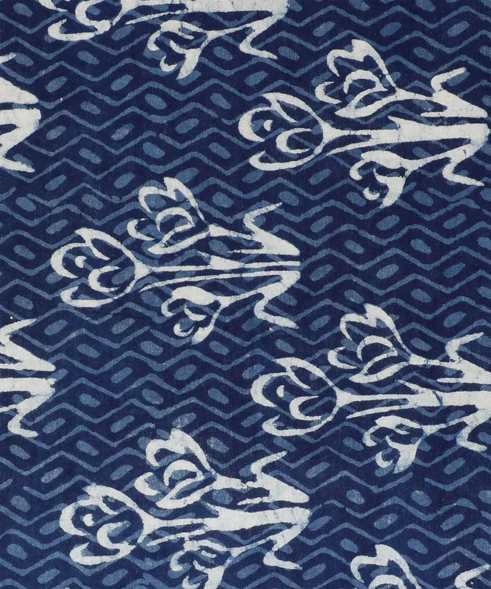 2.5 m Blue indigo hand block print cotton kurta material