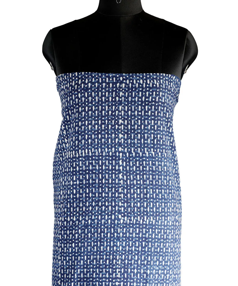 2.5m Blue indigo hand block print cotton kurta material
