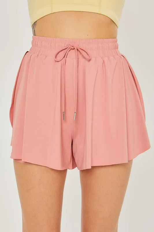 Active Pleated Drawstring Shorts