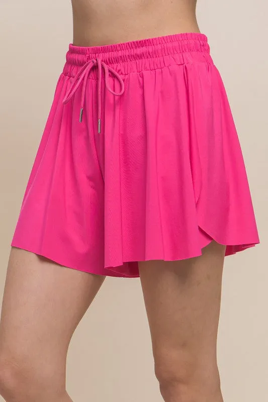Active Pleated Drawstring Shorts