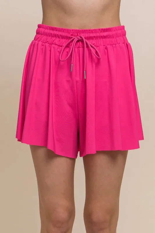 Active Pleated Drawstring Shorts
