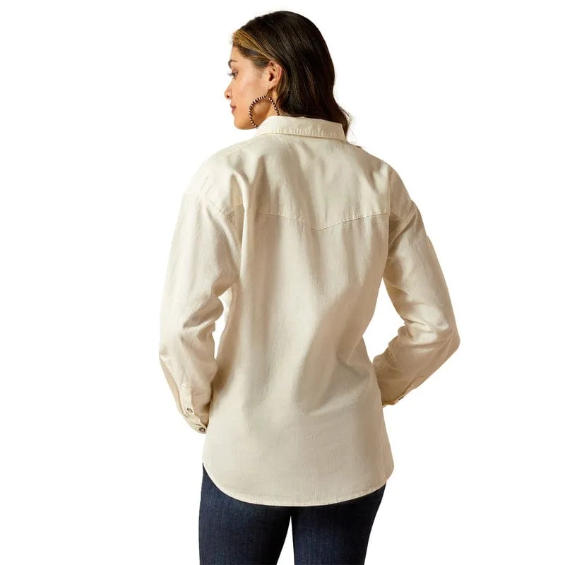 Ariat Women's Wilkes Cloud Dancer Long Sleeve Blouse Shirt 10051288