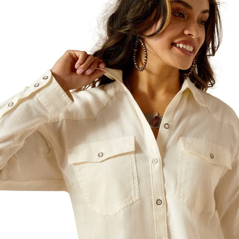 Ariat Women's Wilkes Cloud Dancer Long Sleeve Blouse Shirt 10051288