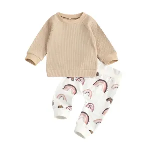 Beige Rainbow Pajama Baby Set