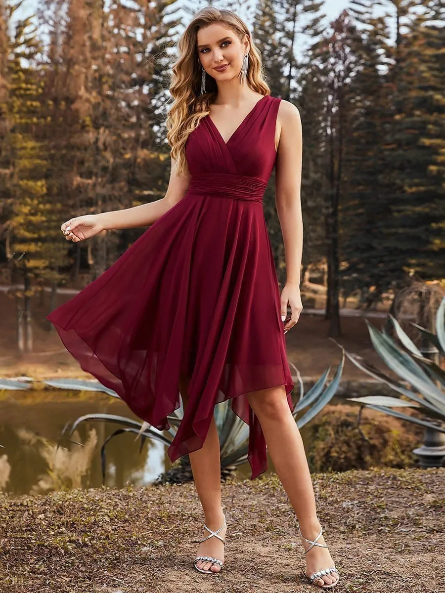 Breathtaking Burgundy Chiffon Dress for Bridesmaids