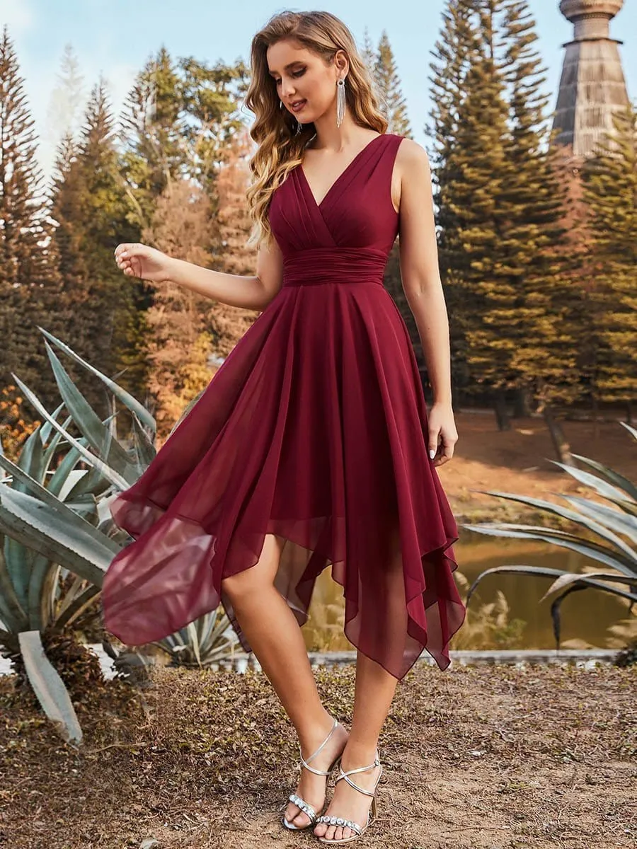 Breathtaking Burgundy Chiffon Dress for Bridesmaids