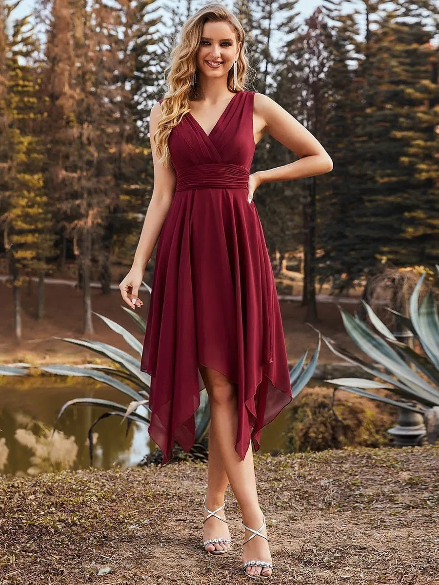 Breathtaking Burgundy Chiffon Dress for Bridesmaids