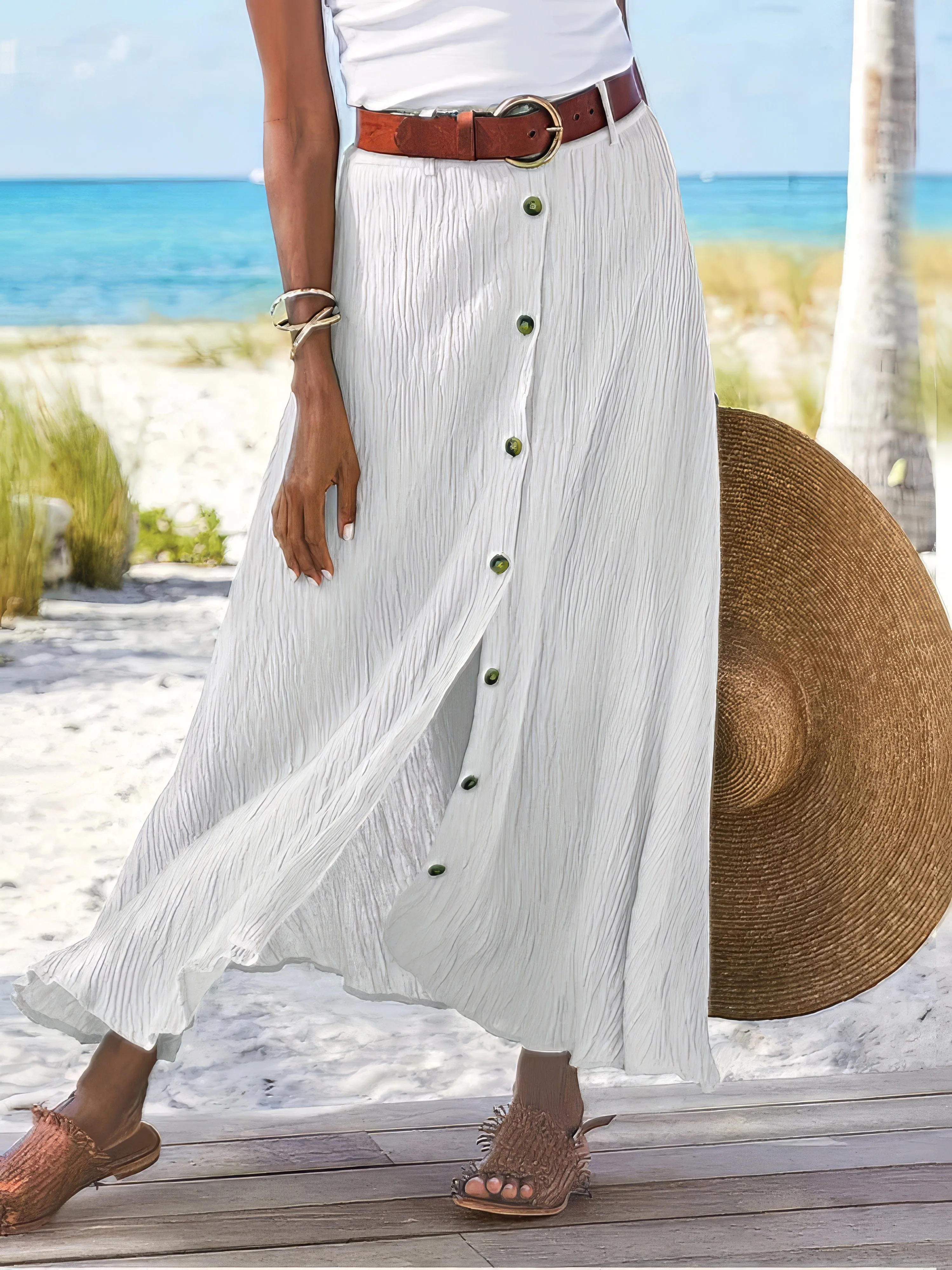 Buttoned Cotton Skirt
