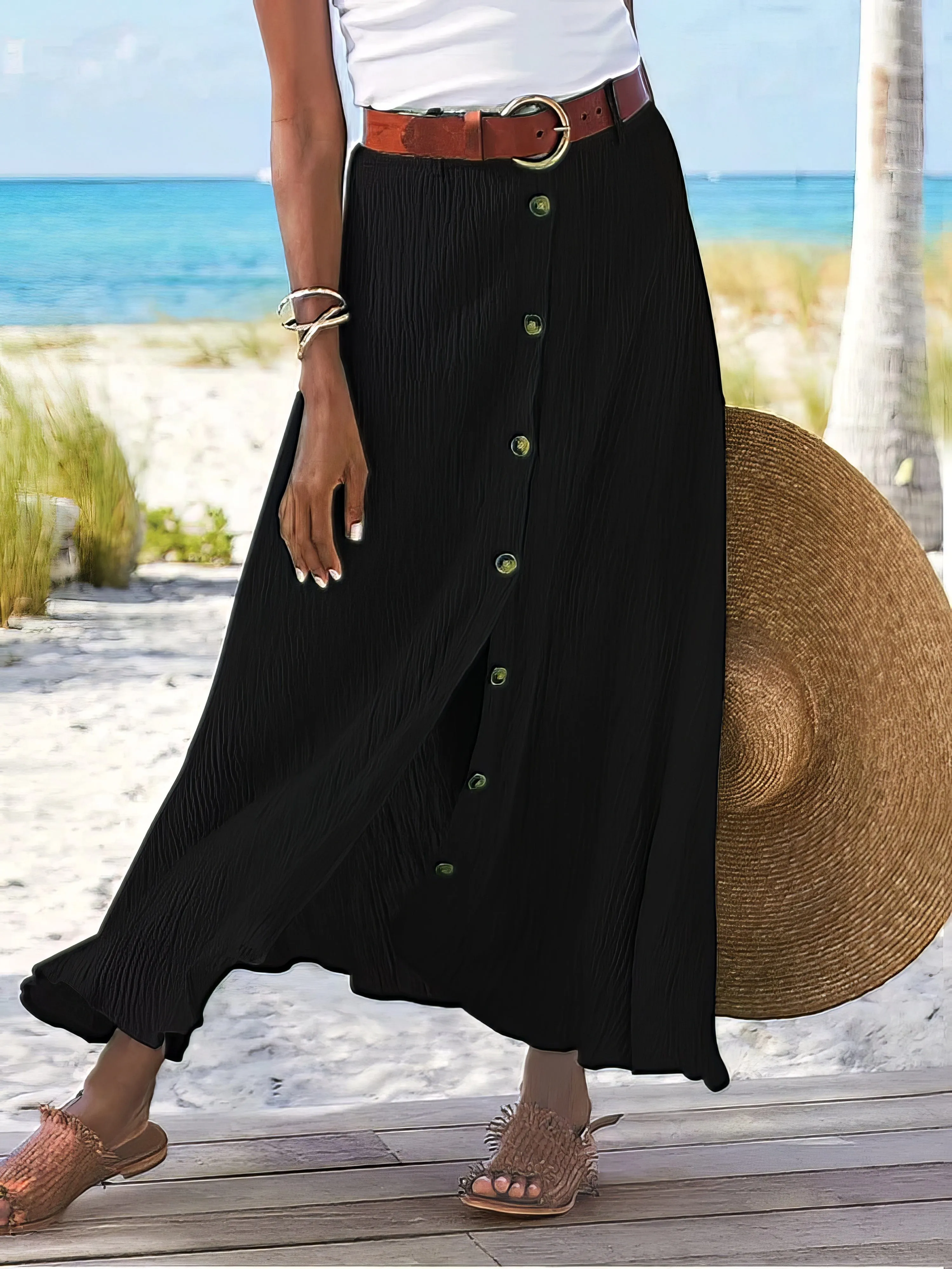 Buttoned Cotton Skirt