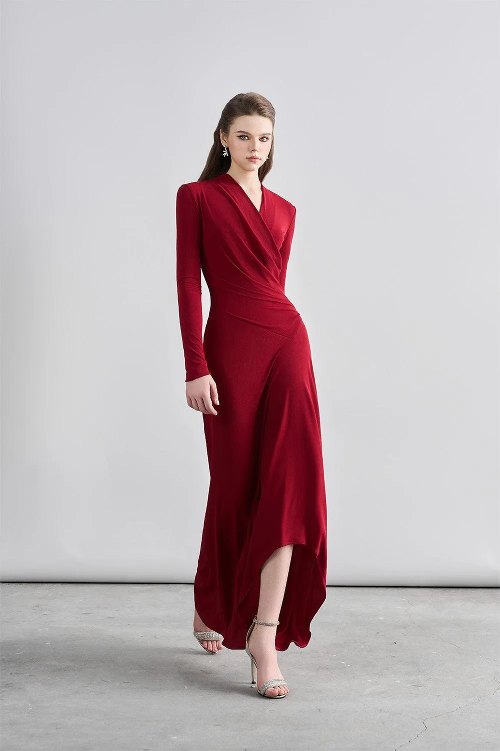 Cali Crossover Asymmetric Spandex Maxi Dress