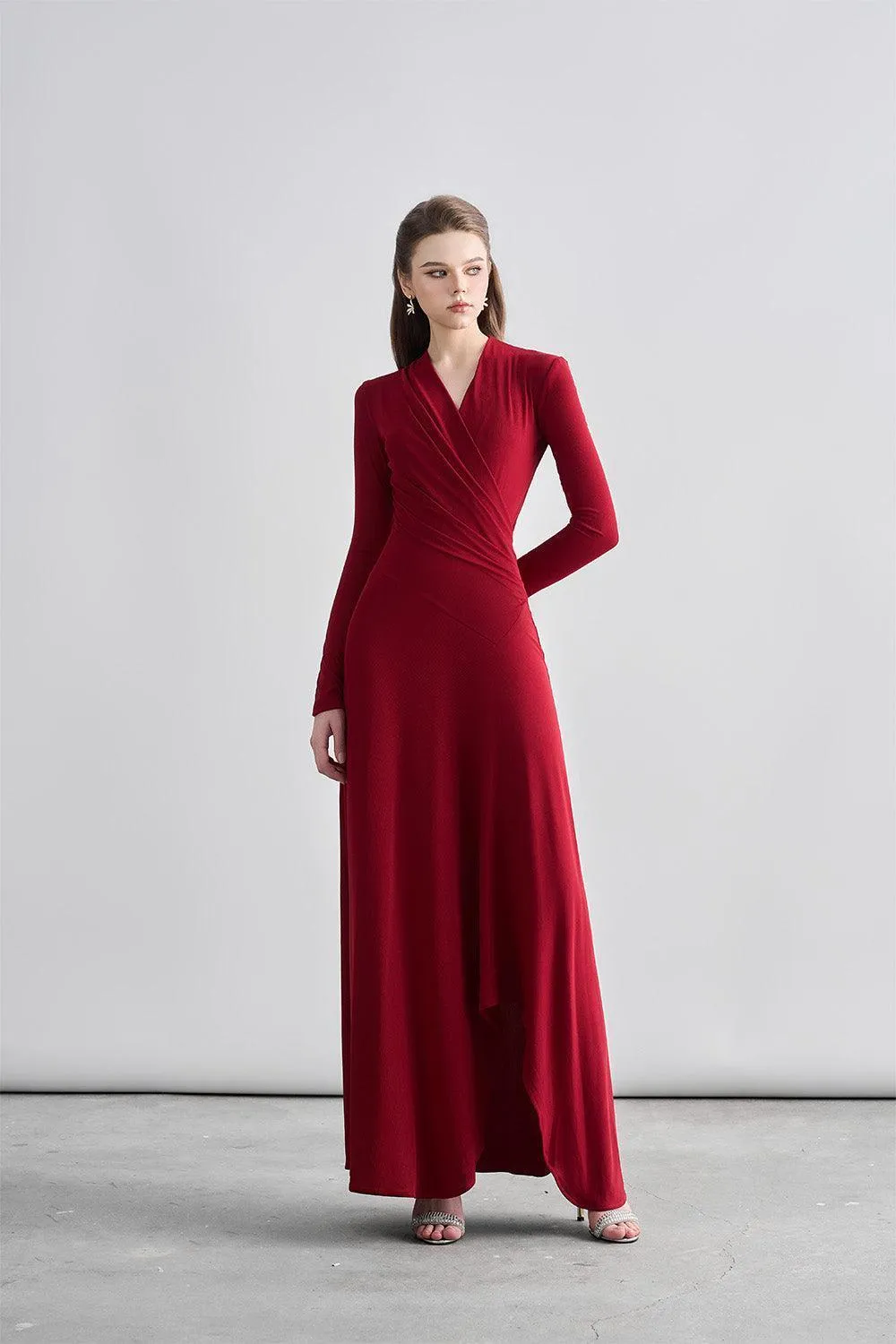 Cali Crossover Asymmetric Spandex Maxi Dress