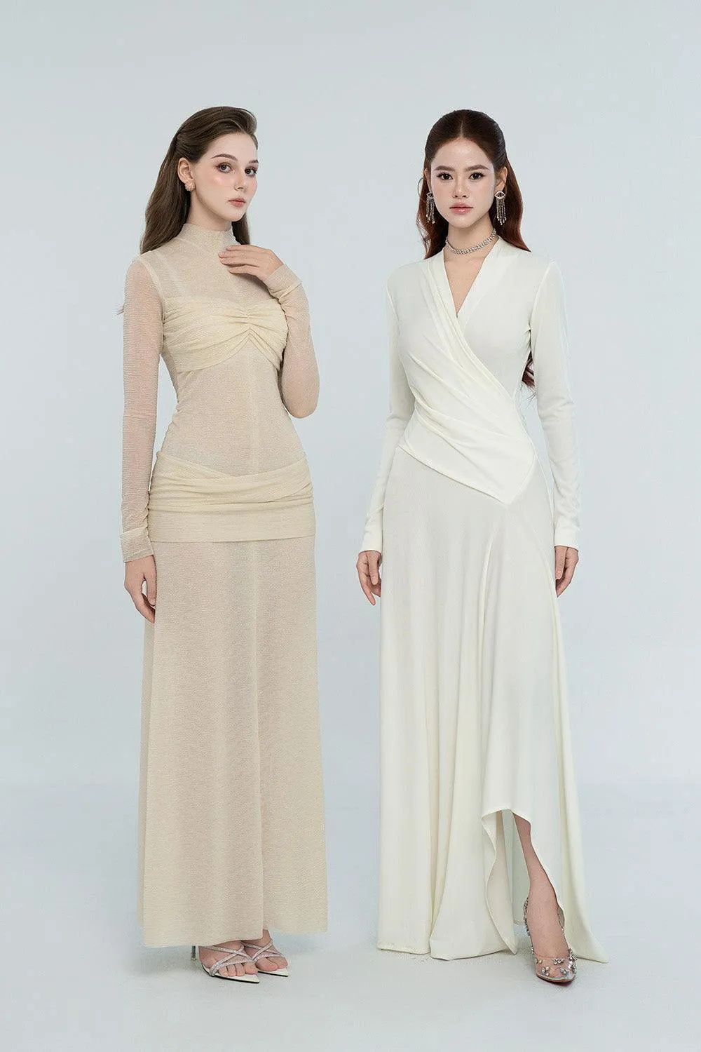Cali Crossover Asymmetric Spandex Maxi Dress