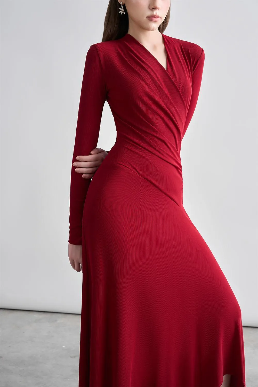 Cali Crossover Asymmetric Spandex Maxi Dress
