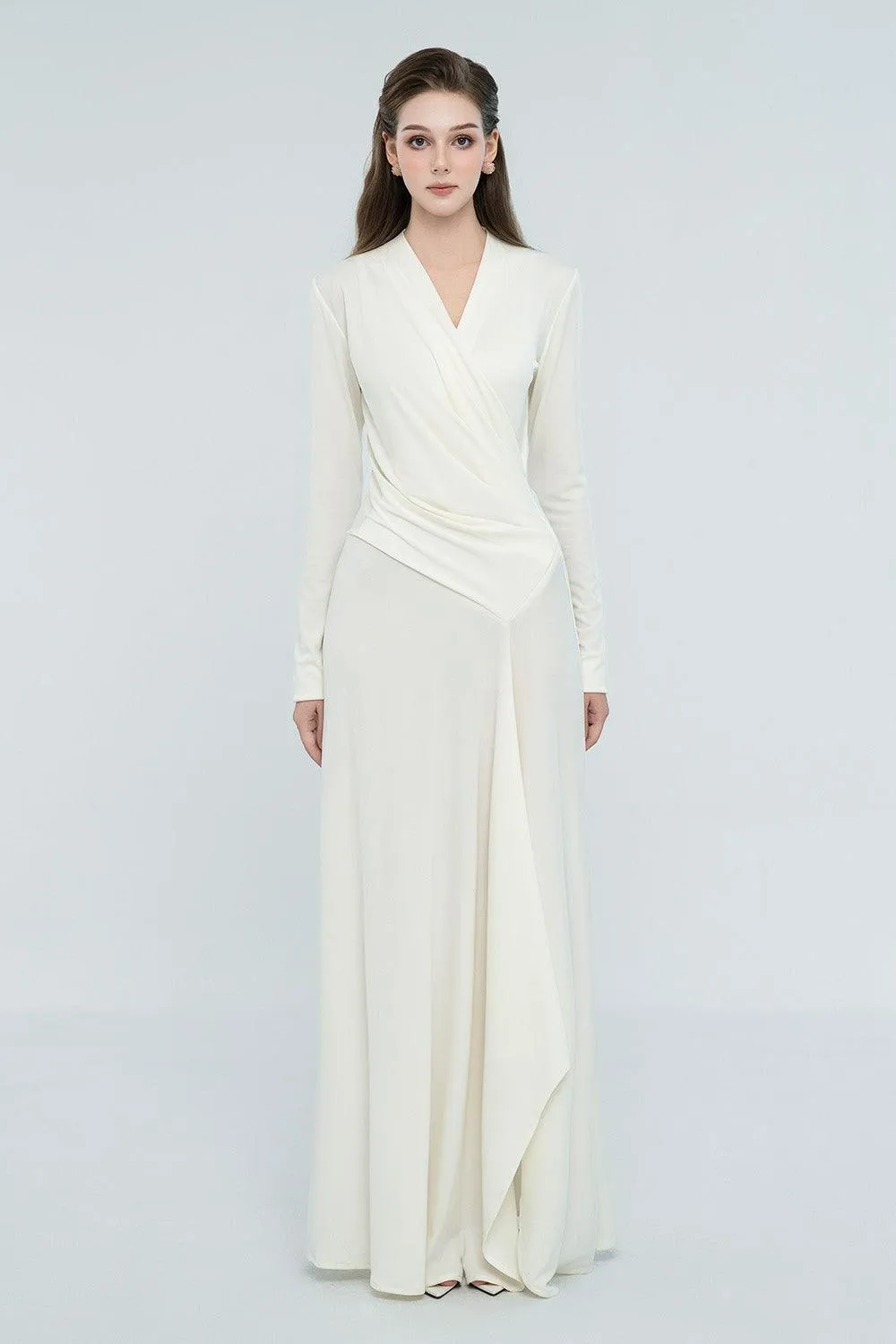 Cali Crossover Asymmetric Spandex Maxi Dress