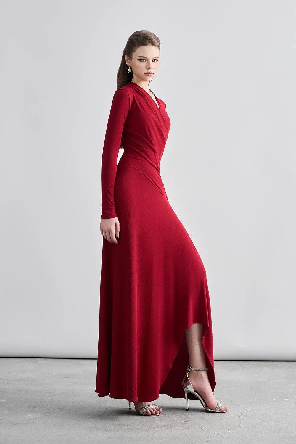 Cali Crossover Asymmetric Spandex Maxi Dress