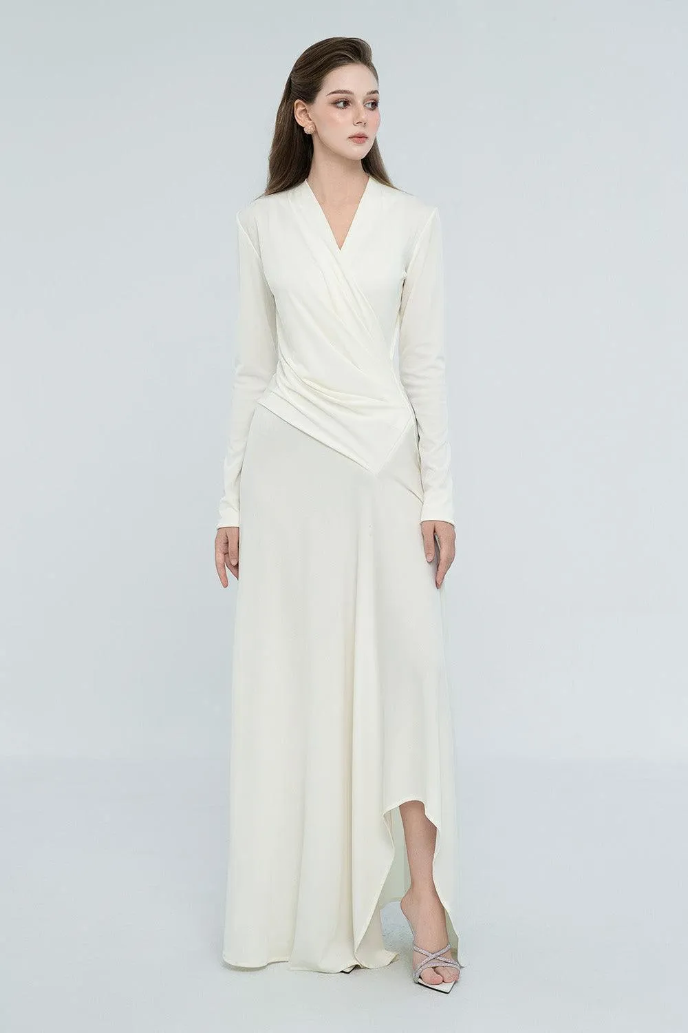 Cali Crossover Asymmetric Spandex Maxi Dress