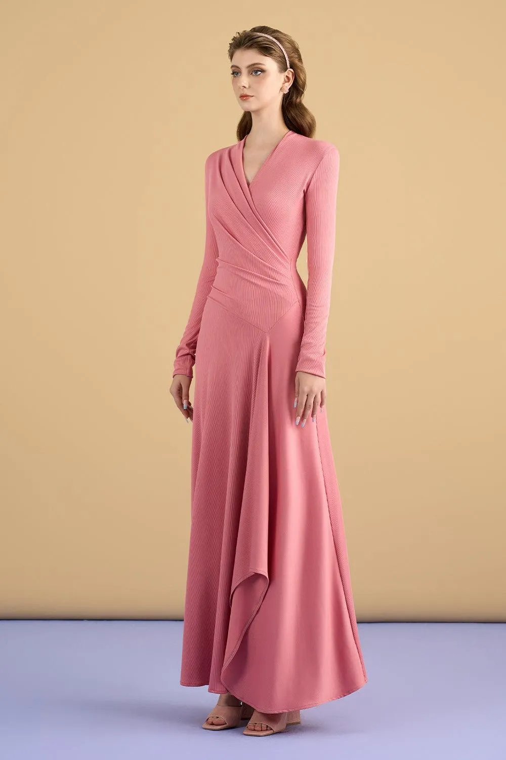 Cali Crossover Asymmetric Spandex Maxi Dress