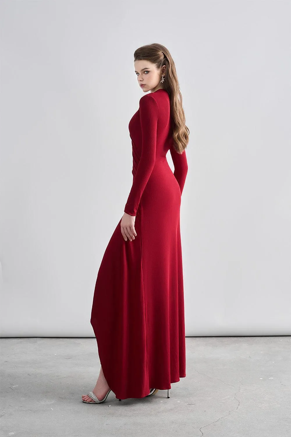 Cali Crossover Asymmetric Spandex Maxi Dress