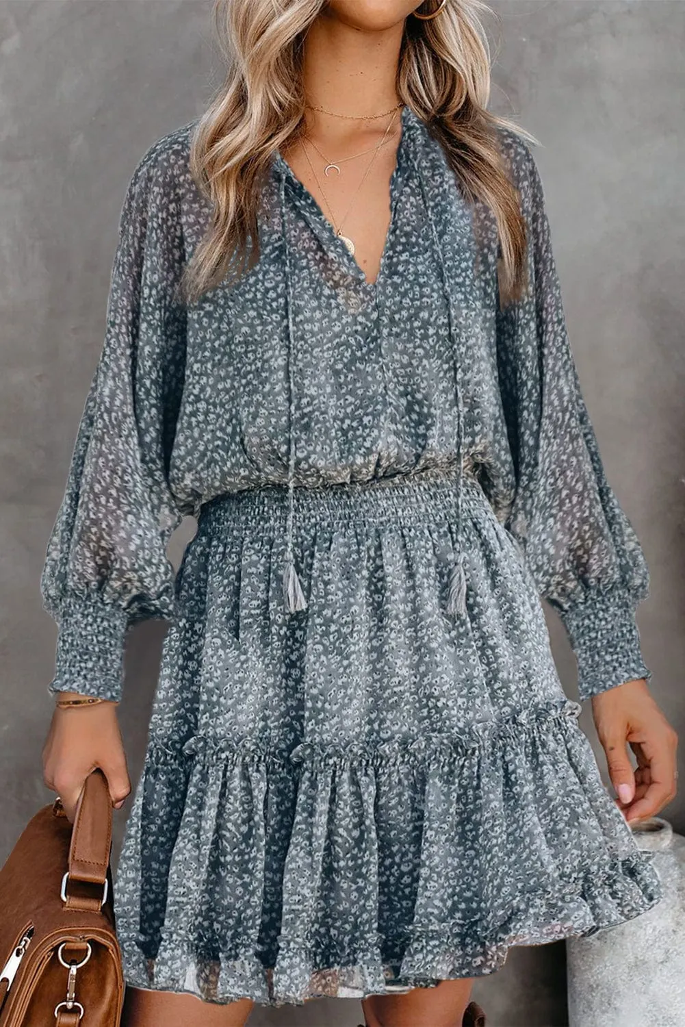 Casual Long Sleeve Floral Dress