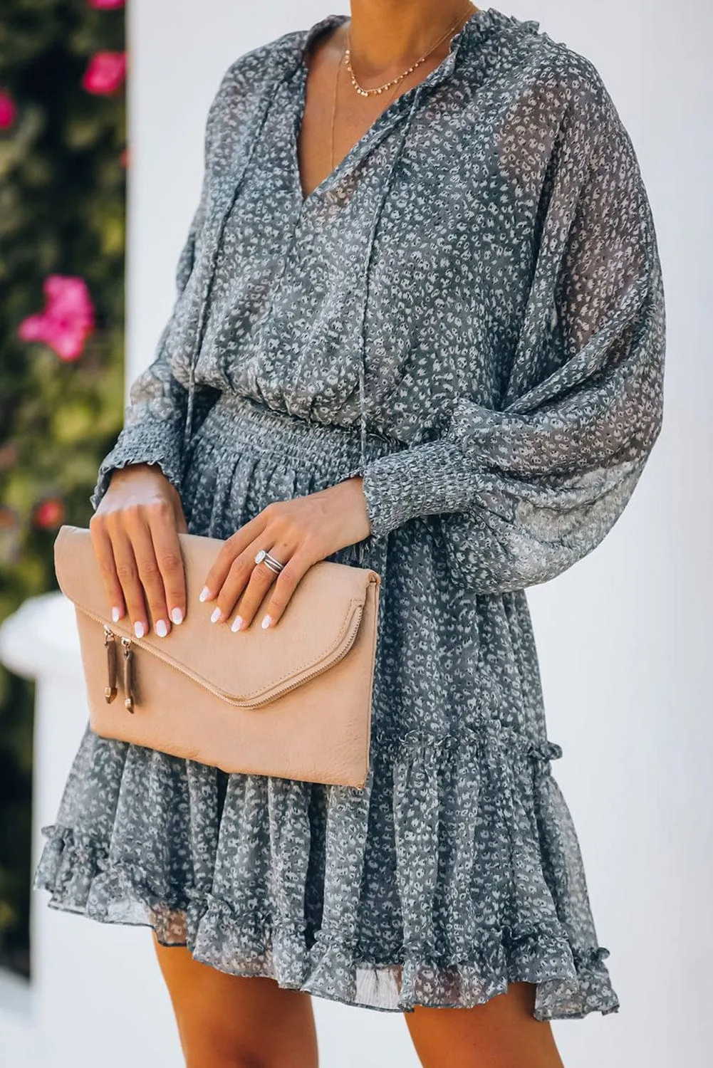 Casual Long Sleeve Floral Dress