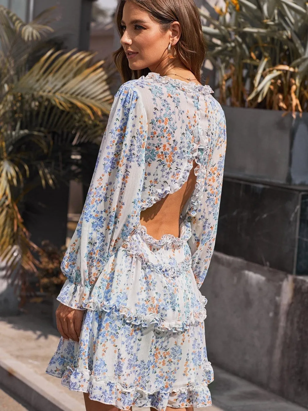 Casual Long Sleeve Floral Dress