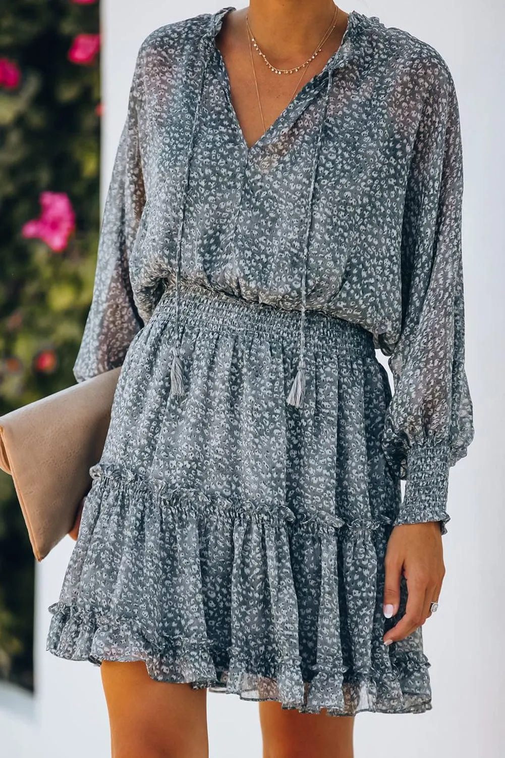 Casual Long Sleeve Floral Dress