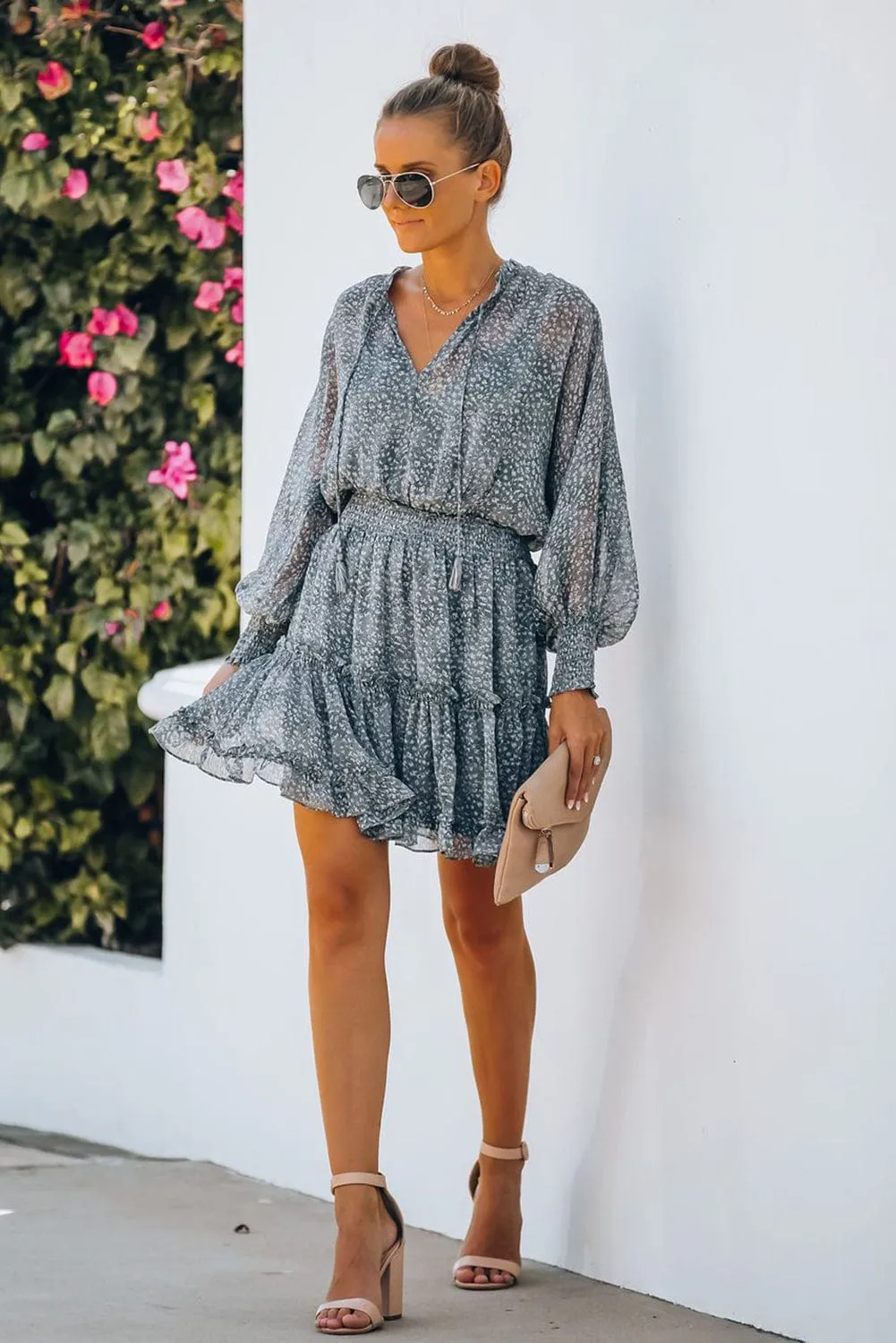 Casual Long Sleeve Floral Dress