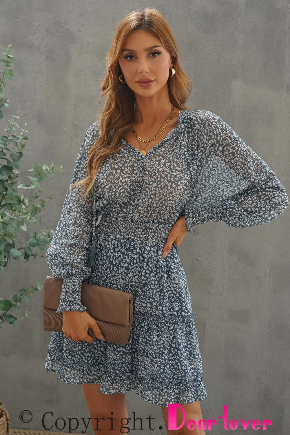 Casual Long Sleeve Floral Dress