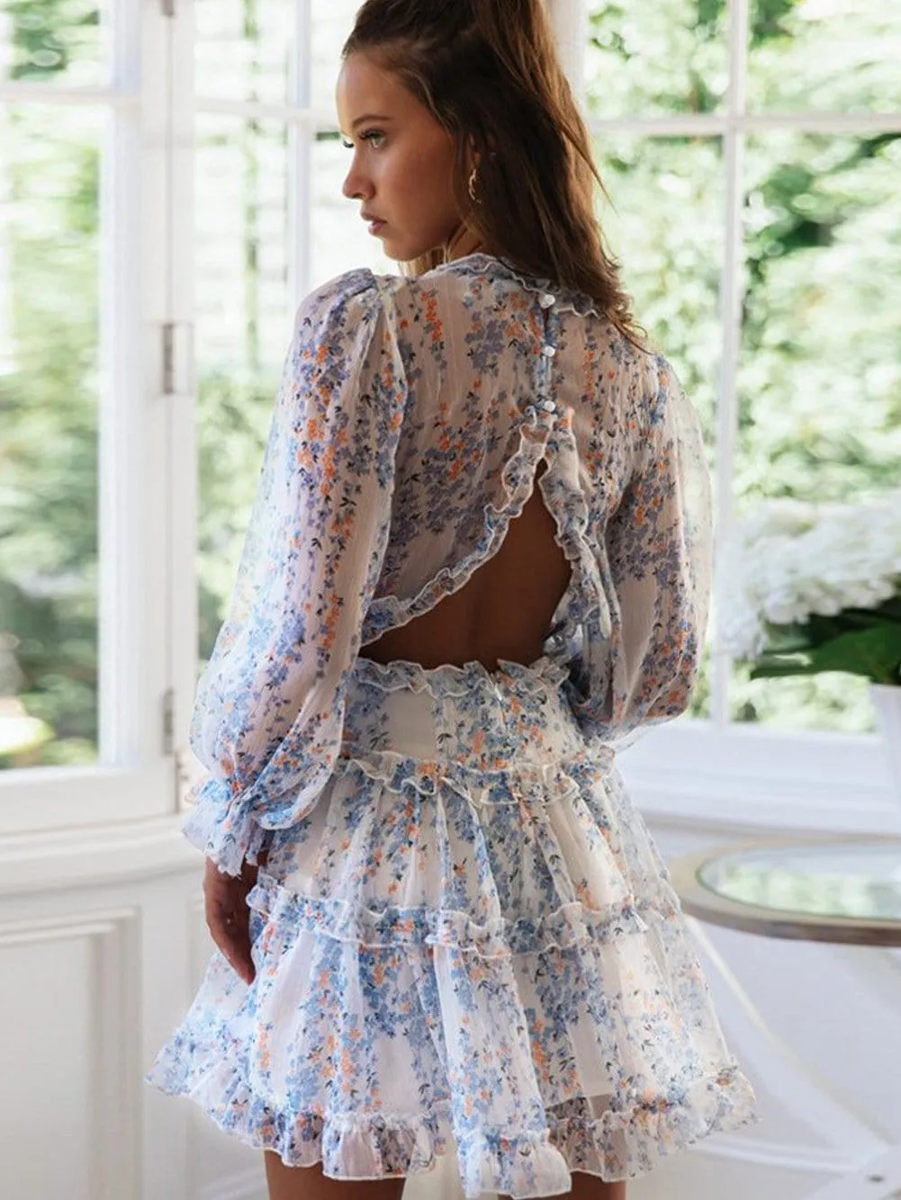 Casual Long Sleeve Floral Dress