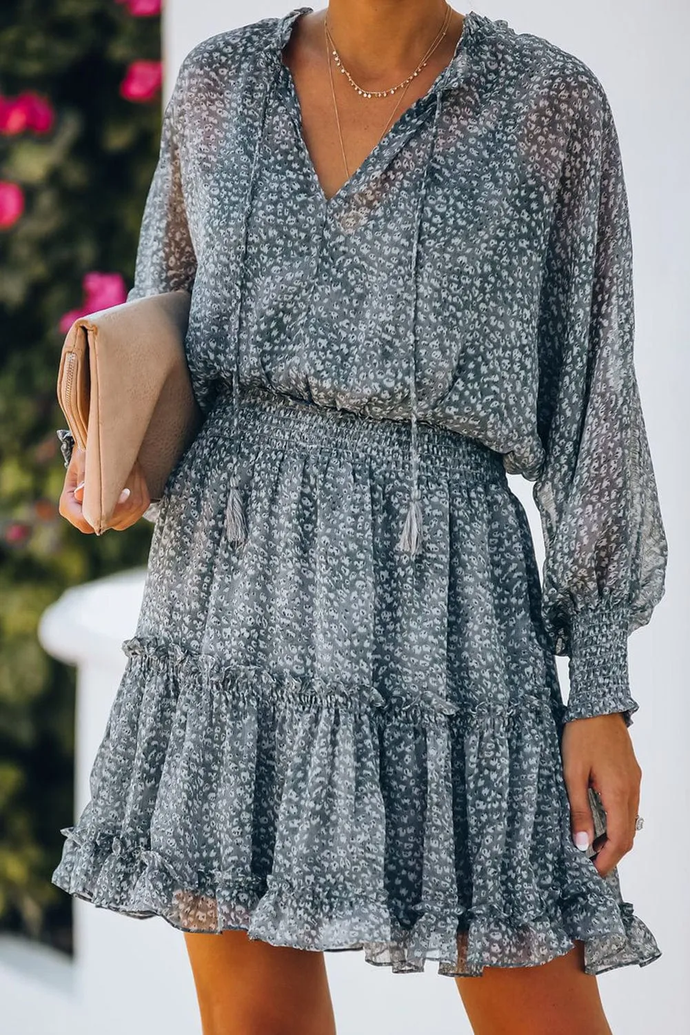 Casual Long Sleeve Floral Dress