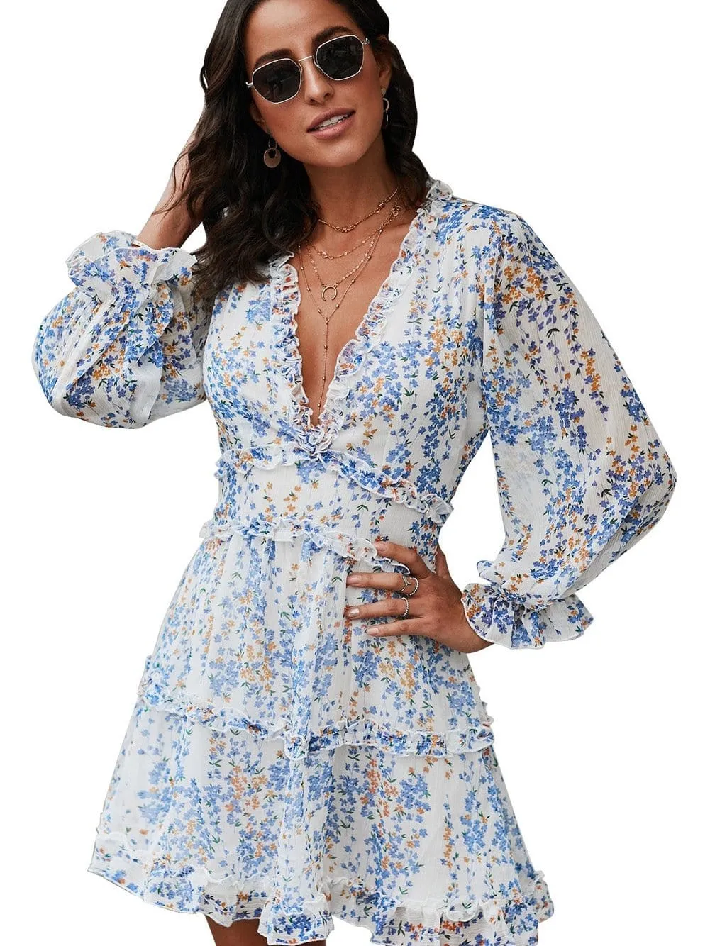 Casual Long Sleeve Floral Dress
