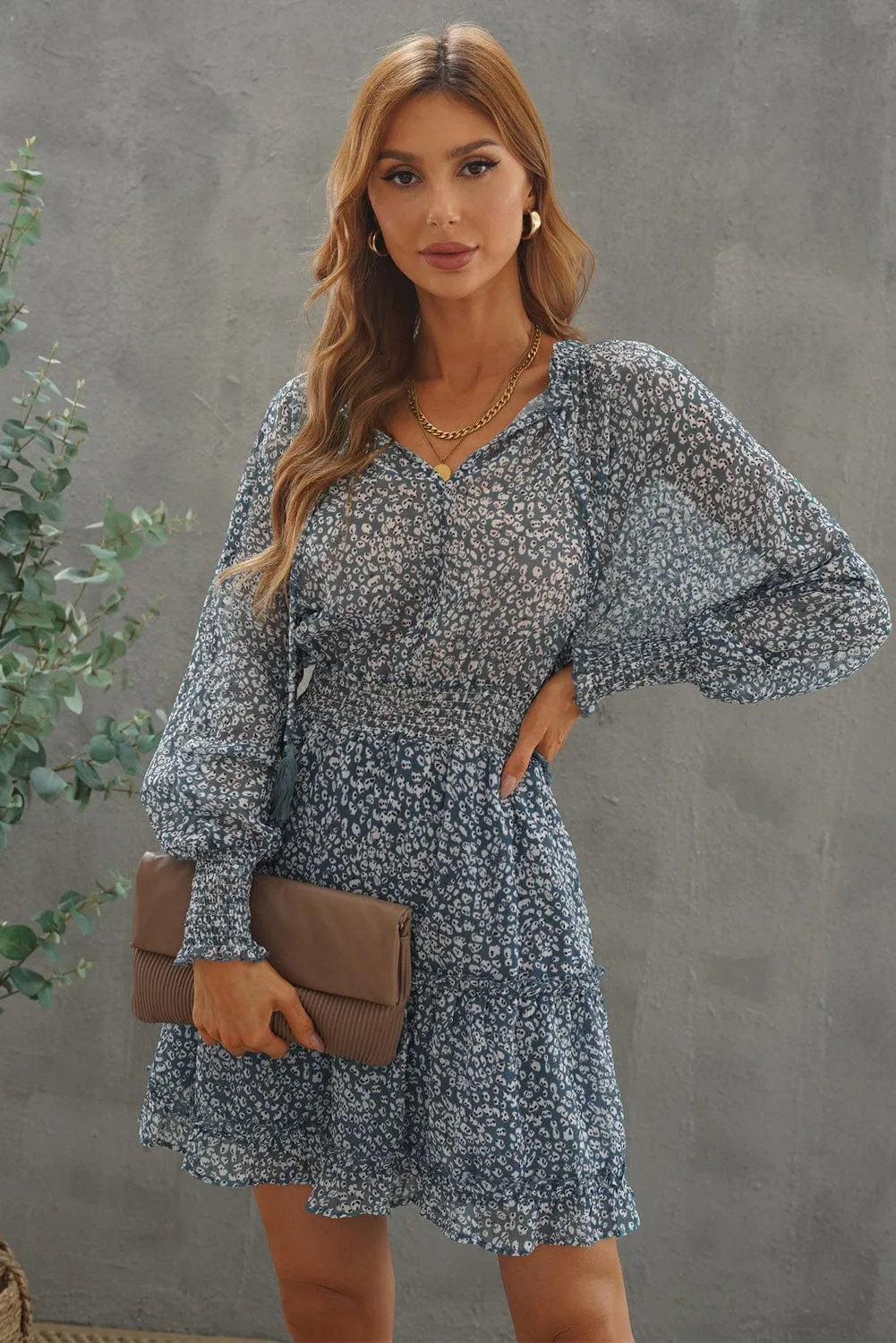 Casual Long Sleeve Floral Dress