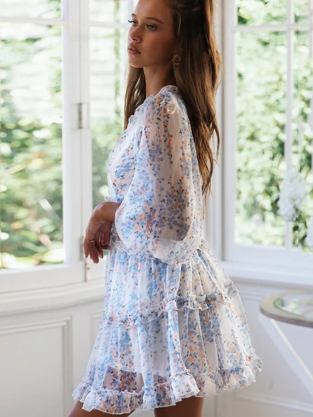 Casual Long Sleeve Floral Dress