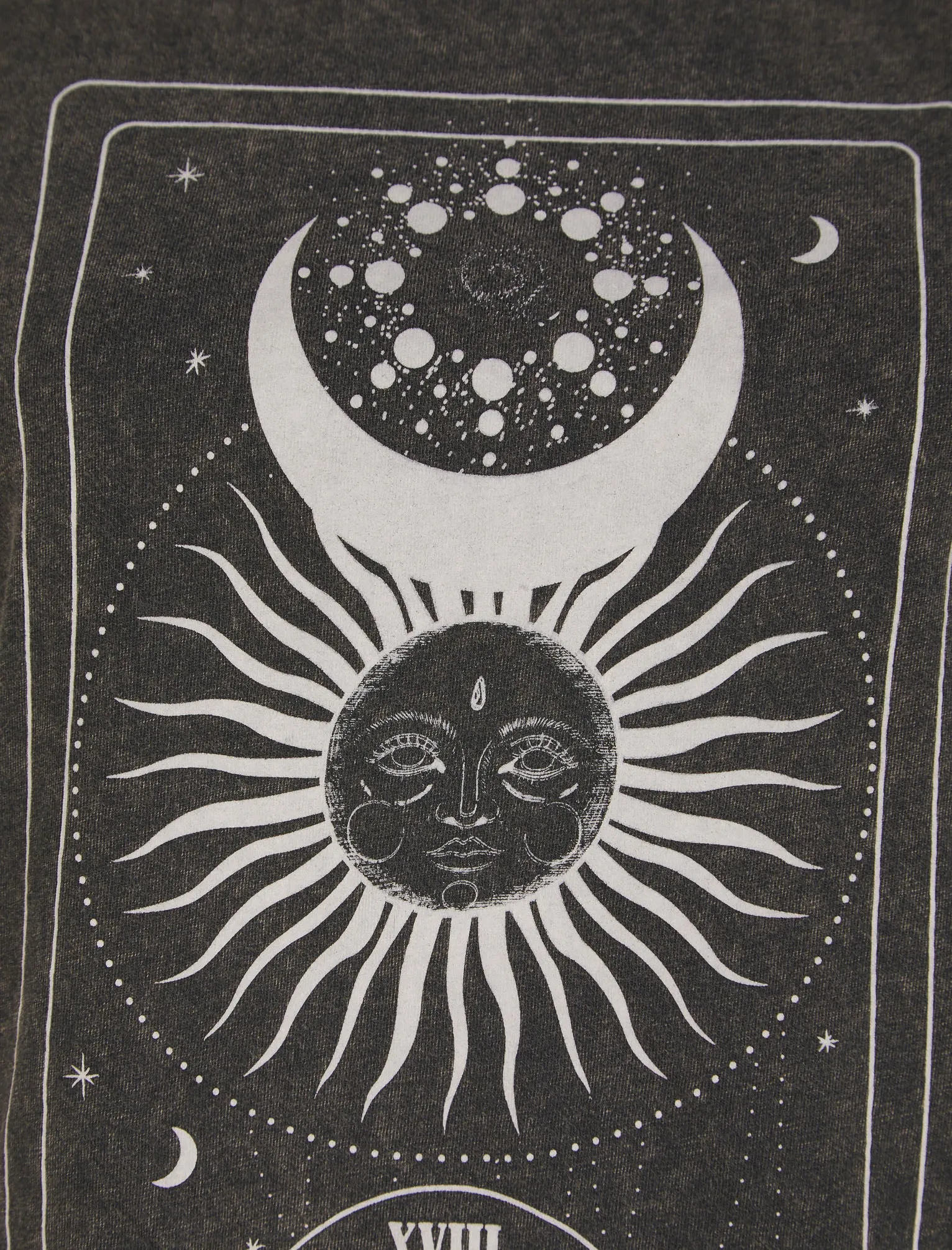 Celestial Motif Acid Wash Cotton T-Shirt in Pirate Black - Weekend Vibes