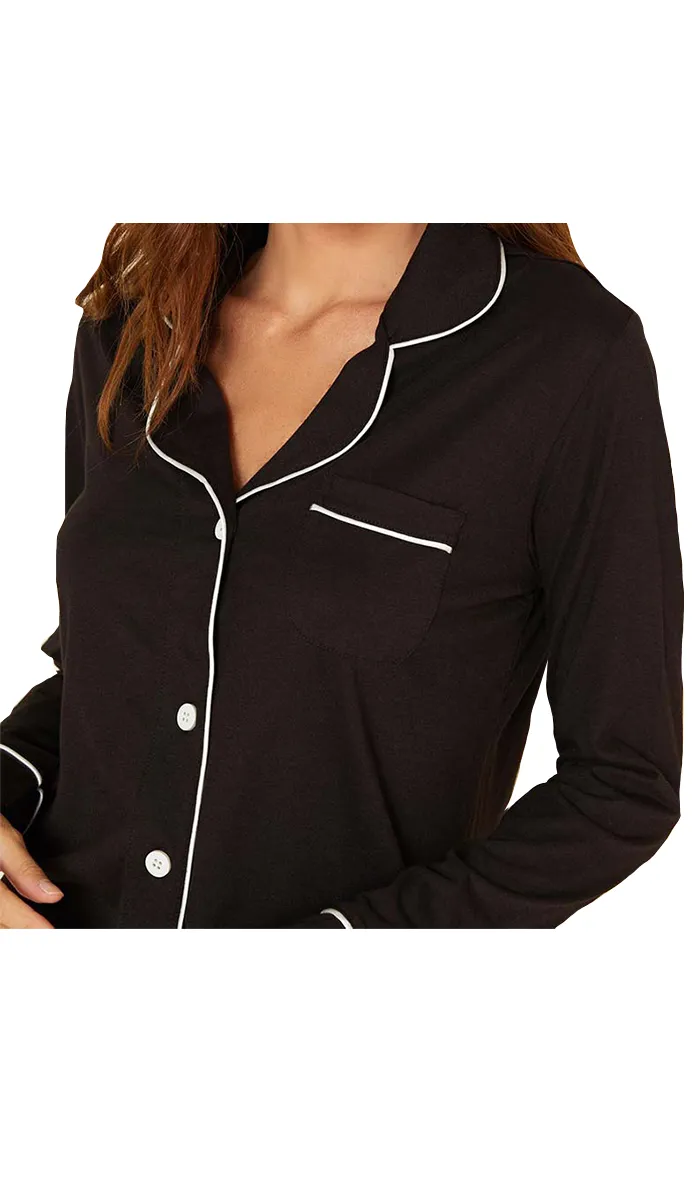 Cosabella 50% Cotton 50% Modal Pyjama with Long Sleeve & Long Pant in Black 9644