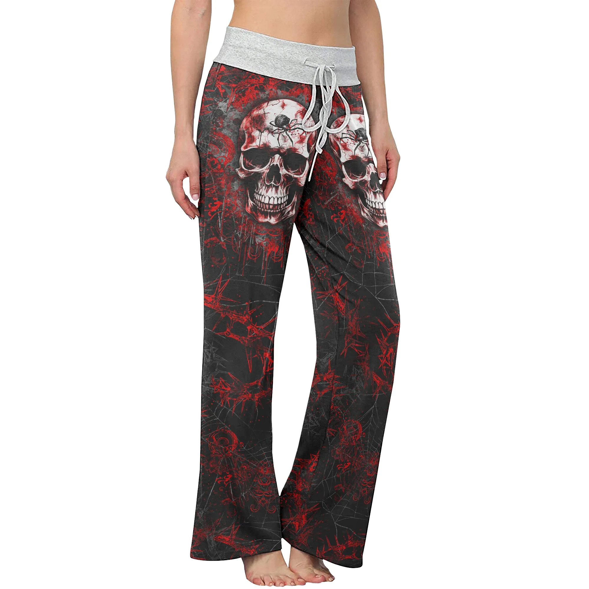 Dark Skull Horror Gothic Women's High-waisted Wide Leg Pants