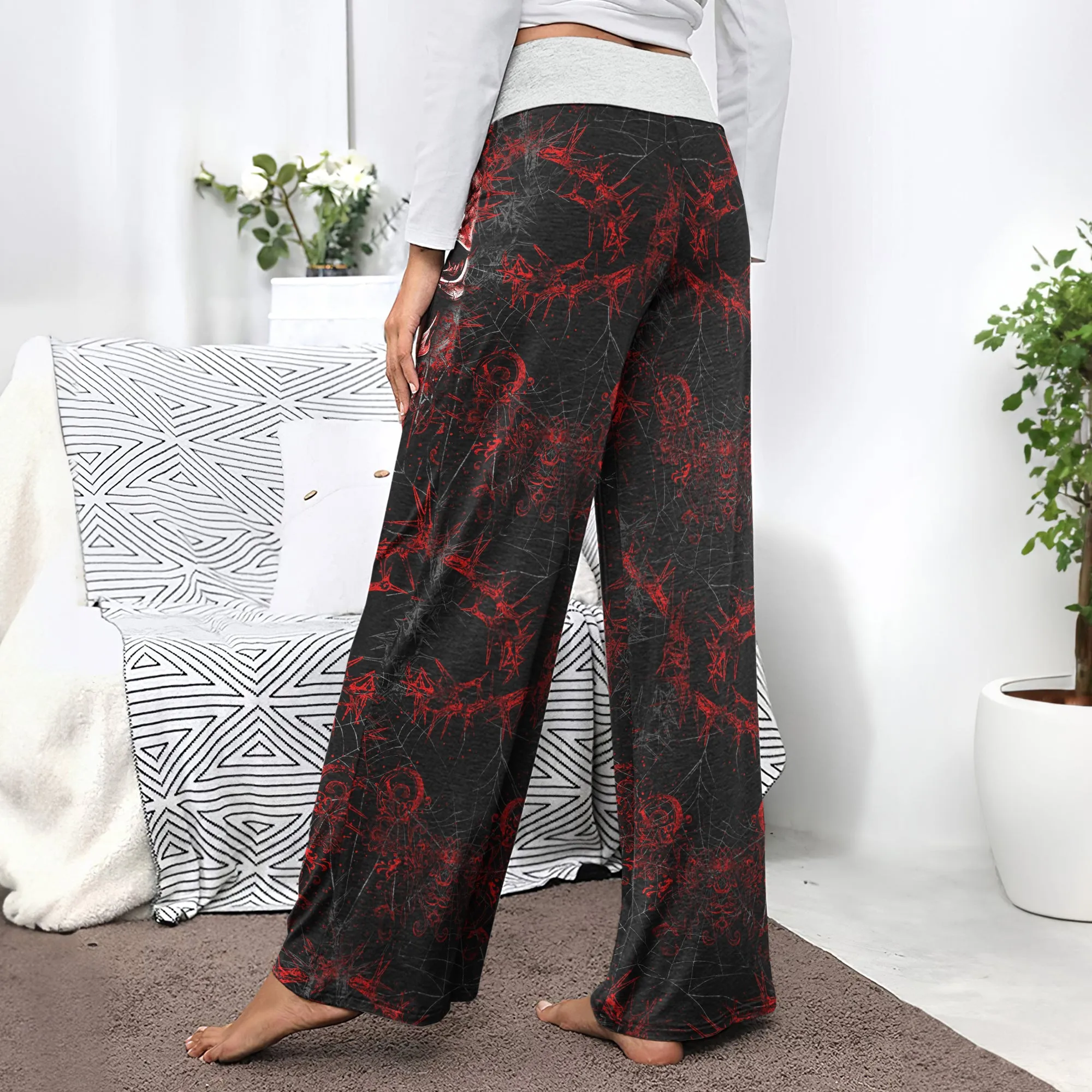 Dark Skull Horror Gothic Women's High-waisted Wide Leg Pants