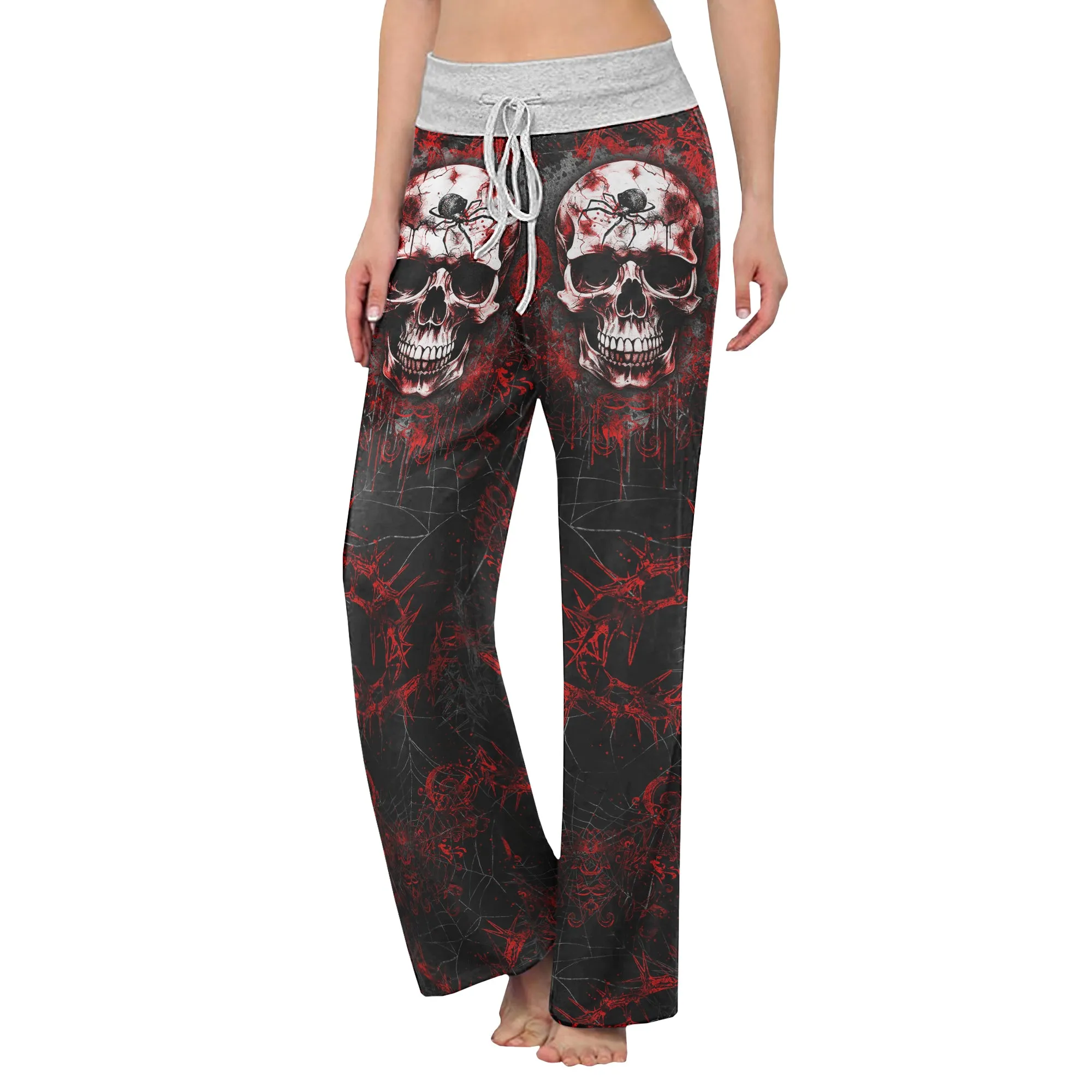 Dark Skull Horror Gothic Women's High-waisted Wide Leg Pants