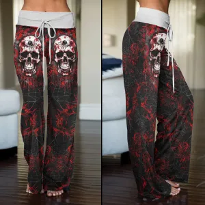Dark Skull Horror Gothic Women's High-waisted Wide Leg Pants