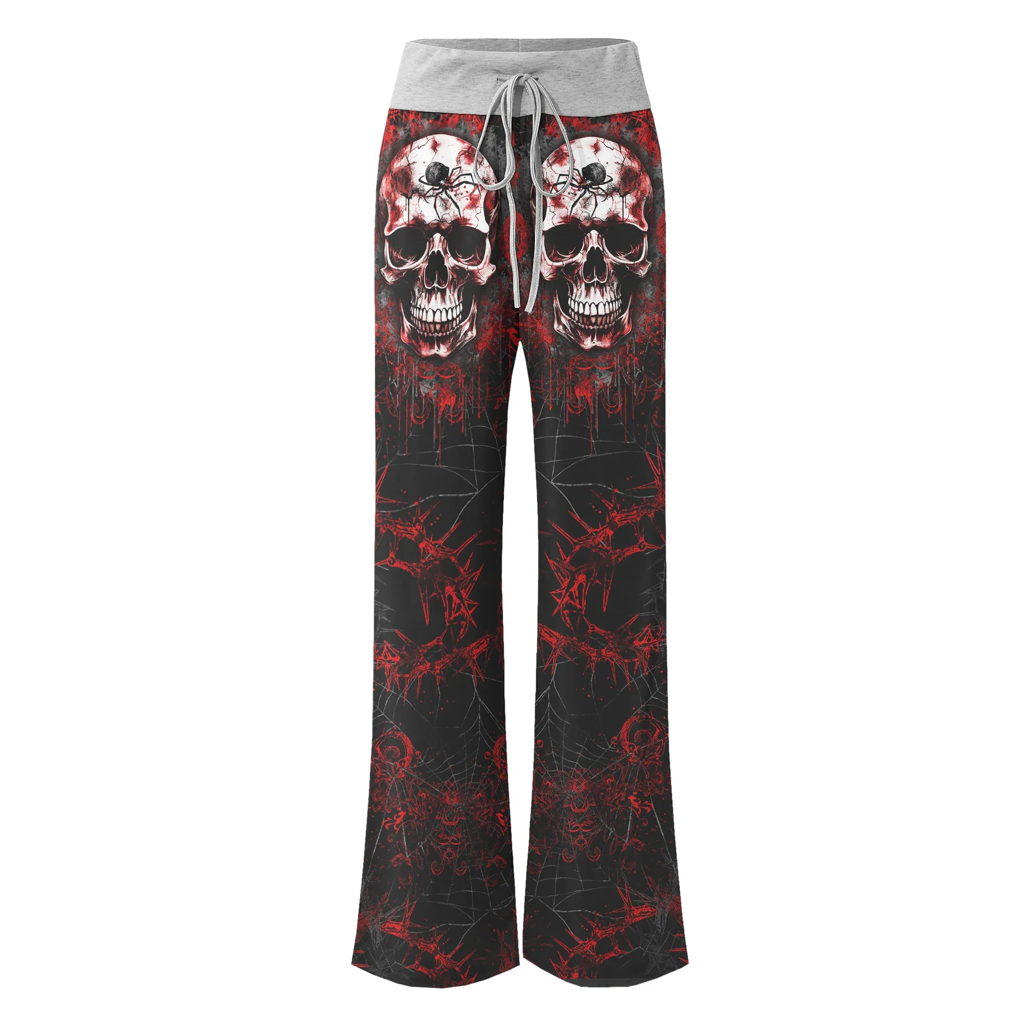 Dark Skull Horror Gothic Women's High-waisted Wide Leg Pants