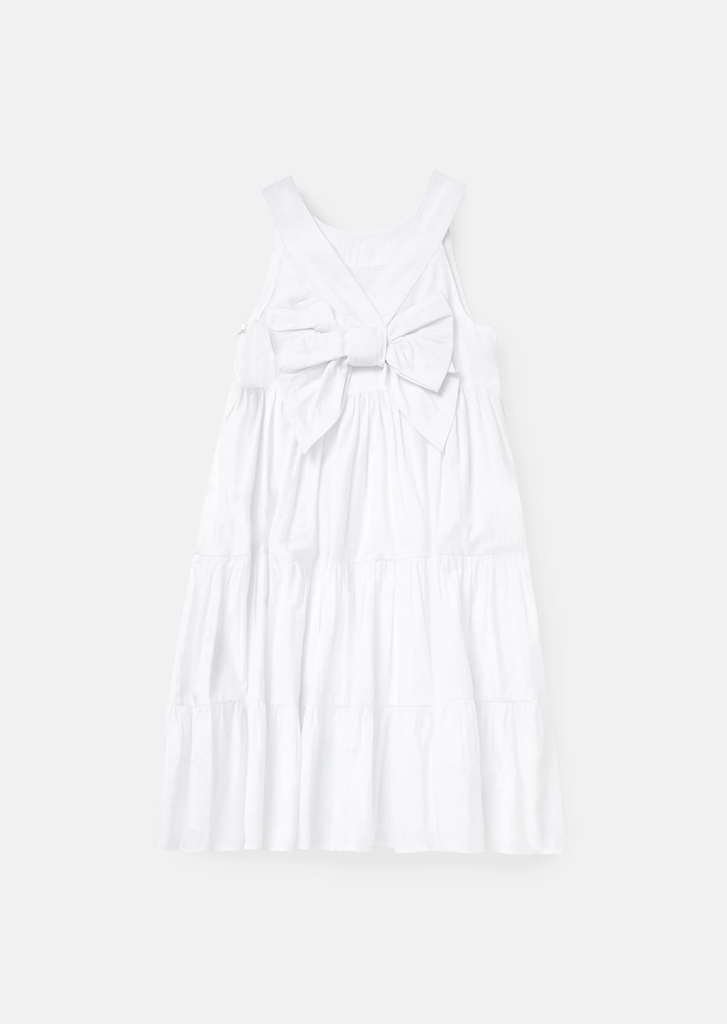 Demi White Tiered Bow Back Dress