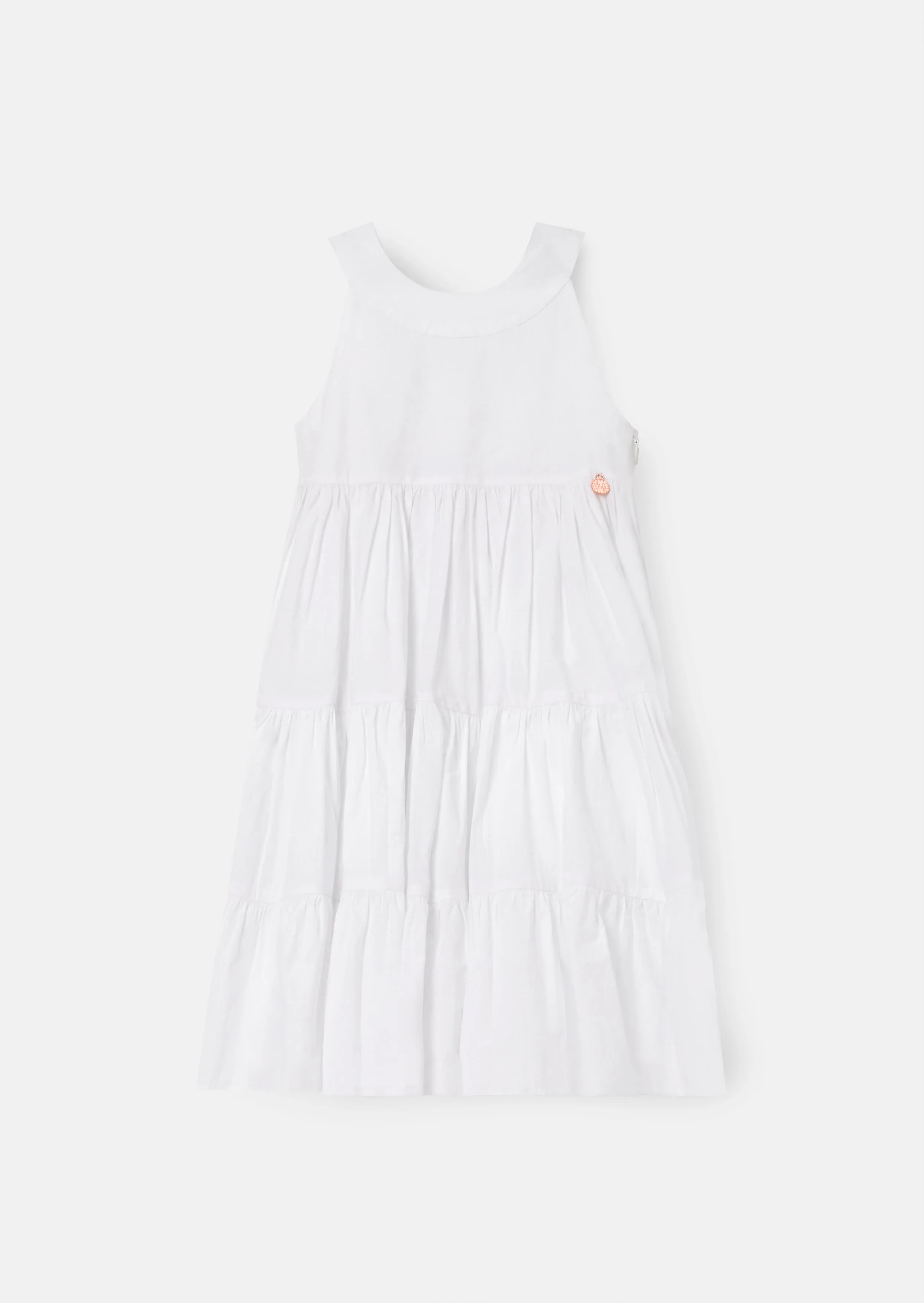 Demi White Tiered Bow Back Dress