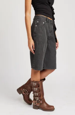 Denim Bermuda Shorts with Pockets