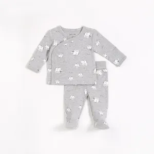 Elephant Family Print on Heather Grey Take Me Home Set