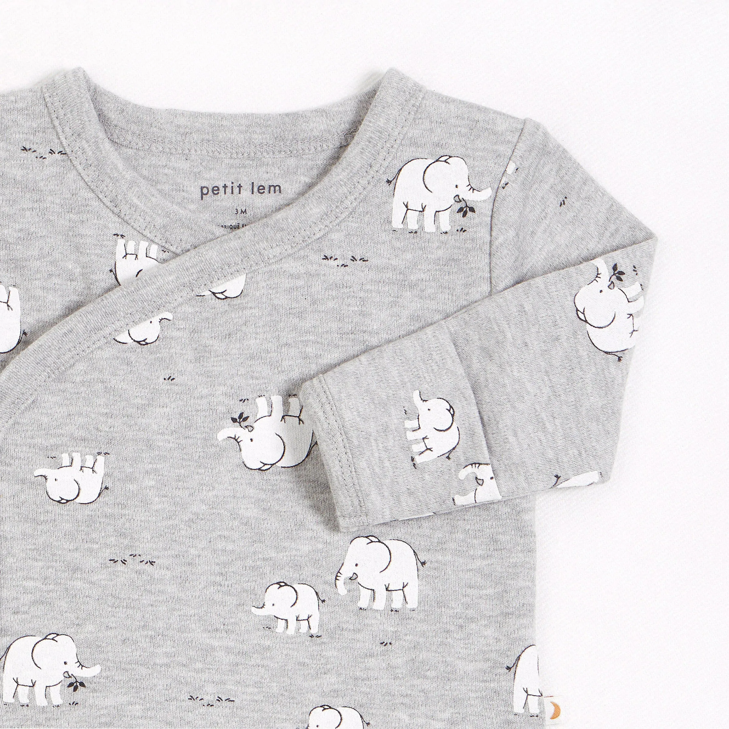Elephant Family Print on Heather Grey Take Me Home Set
