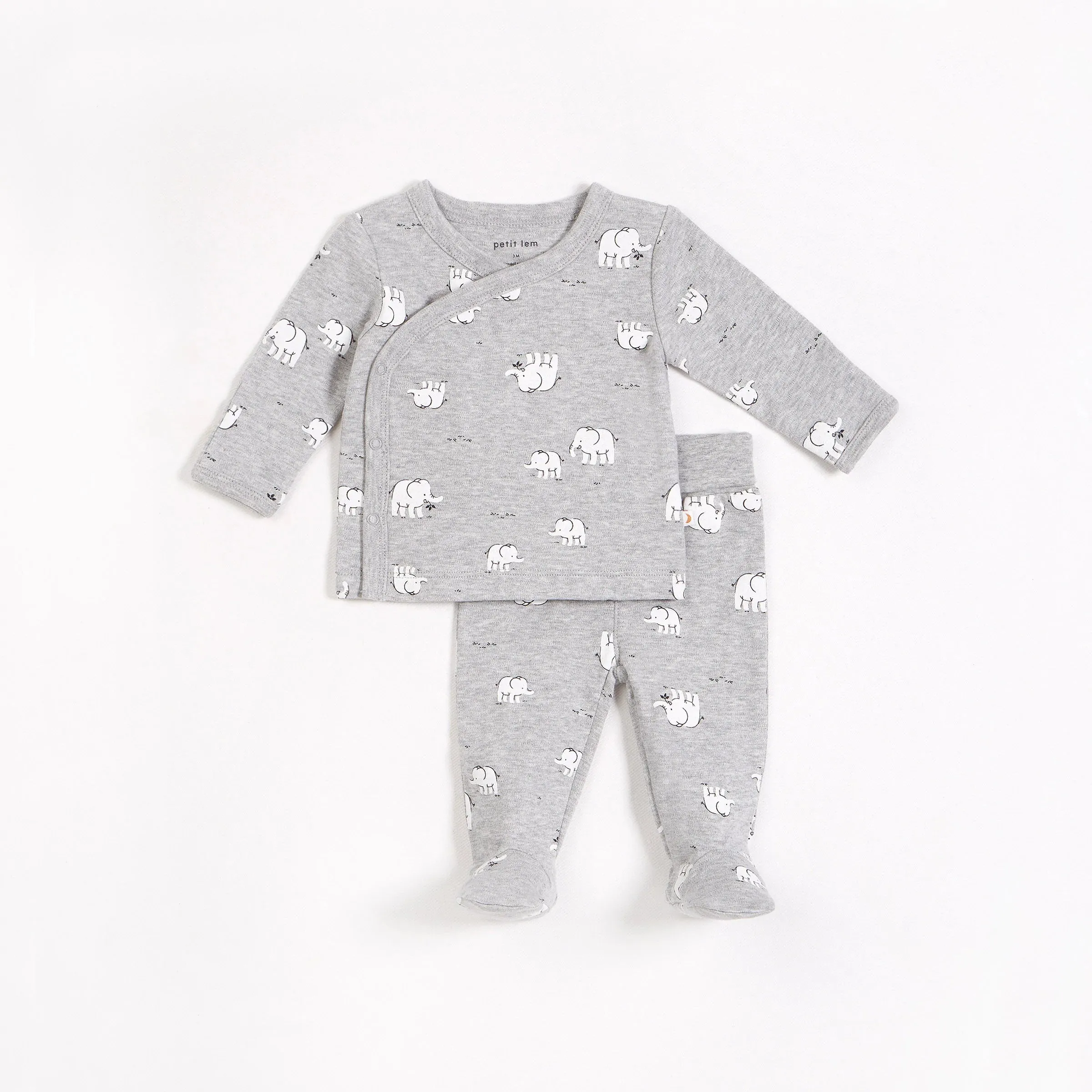 Elephant Family Print on Heather Grey Take Me Home Set
