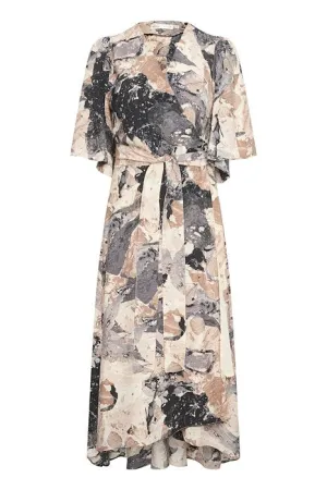 ElitaIW Wrap Dress - Graffiti Wall Grey
