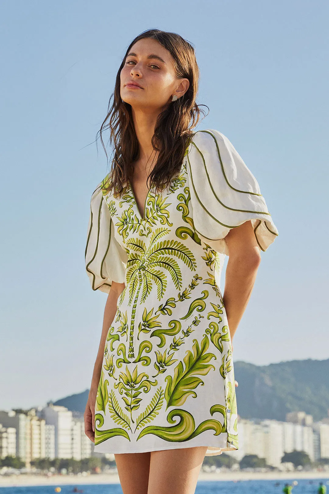 Farm Rio Milani Short Sleeve Mini Dress