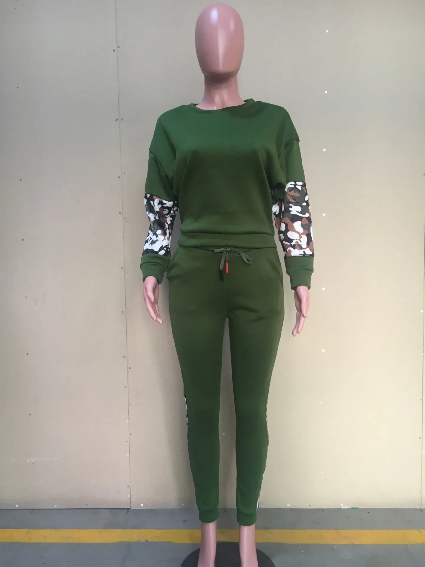 Fashion printing stitching casual suit JY2062