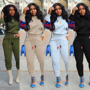 Fashion printing stitching casual suit JY2062